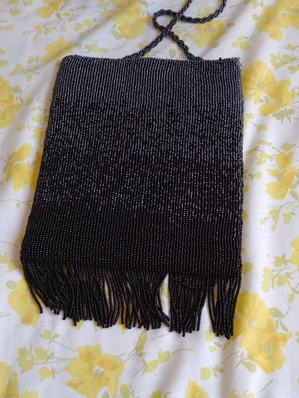 Lisa Frank Black Beaded Fringe Crossbody Purse